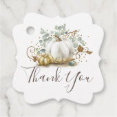 Witte en gouden pompoenen Herfst dank u Bedankjes Labels (Voorkant)