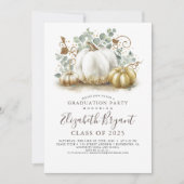 Witte en gouden pompoenen Herfst Oogst Afstuderen Kaart (Voorkant)