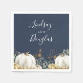 Witte en gouden pompoenen Herfst Oogst Bruiloft Na Servet (Voorkant)