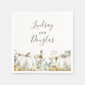 Witte en gouden pompoenen Herfst oogst bruiloft Servet (Voorkant)