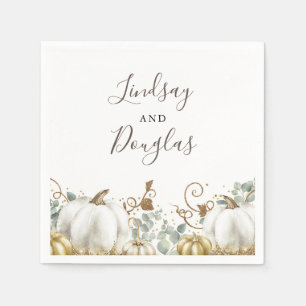Witte en gouden pompoenen Herfst oogst bruiloft Servet
