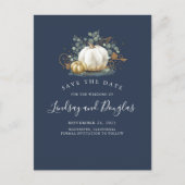Witte en gouden pompoenen Herfst Save the Date Aankondigingskaart (Voorkant)