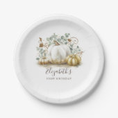 Witte en gouden pompoenen Herfst Verjaardagsfeest Papieren Bordje (Voorkant)