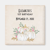 Witte en Gouden Pompoenen Watercolor Verjaardag Magneet (Voorkant)