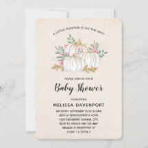 Witte en gouden pompoenen waterverf baby shower