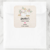 Witte en gouden pompoenen Waterverf Business Vierkante Sticker (Tas)