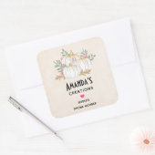 Witte en gouden pompoenen Waterverf Business Vierkante Sticker (Envelop)