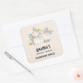 Witte en gouden pompoenen Waterverf kaars Vierkante Sticker (Envelop)