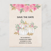 Witte en gouden pompoenen Waterverf Save the Date Uitnodiging Briefkaart (Voorkant)
