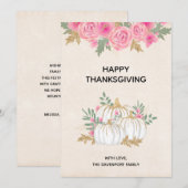 Witte en gouden pompoenen waterverf Thanksgiving Feestdagenkaart (Voorkant / Achterkant)