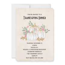 Witte en gouden pompoenen waterverf Thanksgiving