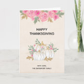 Witte en gouden pompoenen waterverf Thanksgiving Kaart (Voorkant)