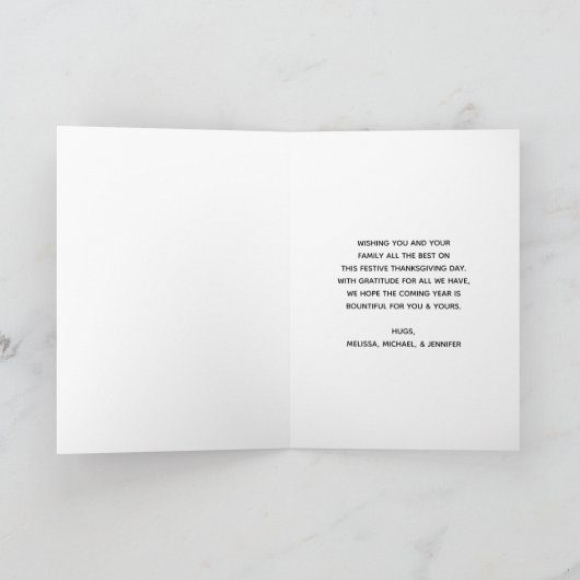 Witte en gouden pompoenen waterverf Thanksgiving Kaart (Binnen)