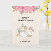 Witte en gouden pompoenen waterverf Thanksgiving Kaart (Gele Bloem)