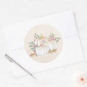 Witte en gouden pompoenen Waterverf vierkante Stic Ronde Sticker (Envelop)