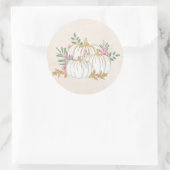 Witte en gouden pompoenen Waterverf vierkante Stic Ronde Sticker (Tas)