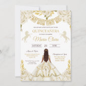 Witte en gouden Quinceanera Ivory Mis Quince Rozen Kaart (Voorkant)