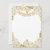 Witte en gouden Quinceanera Ivory Mis Quince Rozen Kaart (Achterkant)