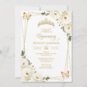 Witte en gouden Quinceañera uitnodiging (Voorkant)