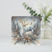 Witte en gouden rendier platte wenskaart kaart (Staand voorkant)