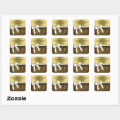 Witte en gouden ribbon Weddenschappen Vierkante Sticker (Vel)