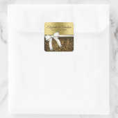 Witte en gouden ribbon Weddenschappen Vierkante Sticker (Tas)