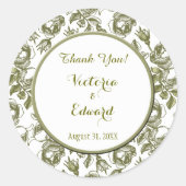 Witte en gouden Rozen Aangepast Dank jullie Sticke Ronde Sticker (Voorkant)