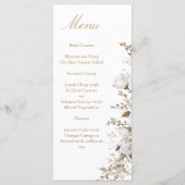 Witte en gouden Rozen Elegante Botanische Bruiloft Menu (Voorkant)