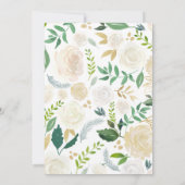 Witte en gouden rozen florale bruidjes bruiloft kaart (Achterkant)