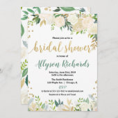 Witte en gouden rozen florale bruidjes bruiloft kaart (Voorkant / Achterkant)