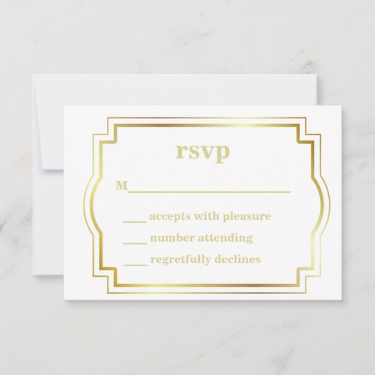 Witte en gouden RSVP kaart (Voorkant)