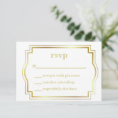 Witte en gouden RSVP kaart (Staand voorkant)