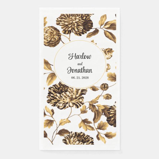 Witte en gouden  sinaasappelwijn servet (Voorkant)