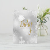 Witte en gouden sneeuwvlok Baby shower Kaart (Staand voorkant)