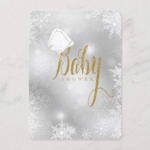 Witte en gouden sneeuwvlok Baby shower Kaart