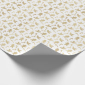 Witte en gouden snoepstokken Mistletoe Kerstmis Cadeaupapier (Hoek)