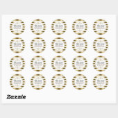 Witte en gouden strepen met Pet van Glitter Afstud Ronde Sticker (Vel)