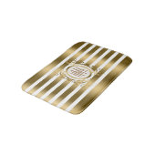 Witte en gouden strepen met wervelingen Lijst Badmat (Gekanteld)