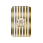 Witte en gouden strepen met wervelingen Lijst Badmat (Voorkant Verticaal)