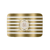 Witte en gouden strepen met wervelingen Lijst Badmat (Voorkant)