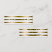 Witte en gouden strepen modern design mini visitekaartje (Voorkant / Achterkant)