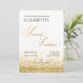 Witte en gouden Sweet Sixteen verjaardagsuitnodigi Kaart (Staand voorkant)