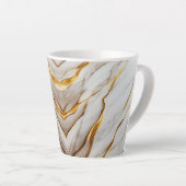 Witte en gouden toonaangevende afdrukken latte mok (Rechterhoek)
