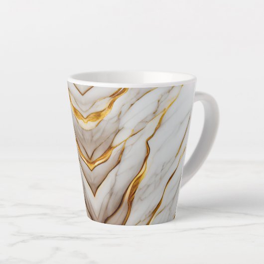 Witte en gouden toonaangevende afdrukken latte mok (Rechterhoek)
