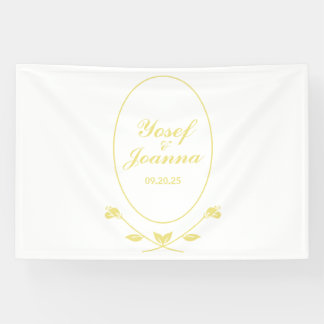 Witte en gouden trouwbanner spandoek