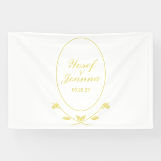 Witte en gouden trouwbanner spandoek (Horizontaal)