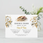 Witte en gouden trouwringen repetitie diner kaart (Staand voorkant)