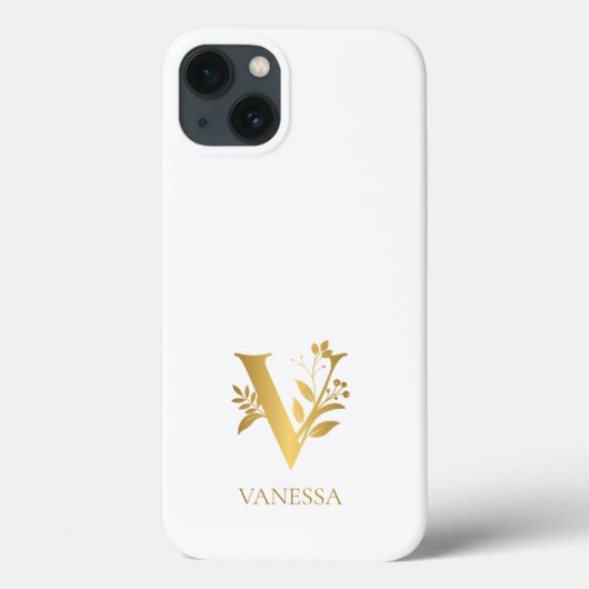 Witte en gouden typografie Monogram Naam Case-Mate iPhone Case (Achterkant)