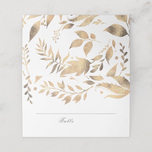 Witte en Gouden Vallen Bladeren Trouwen Plaatskaartje (Buitenkant ongevouwen)