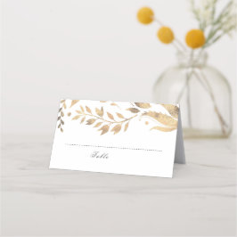 Witte en Gouden Vallen Bladeren Trouwen Plaatskaartje